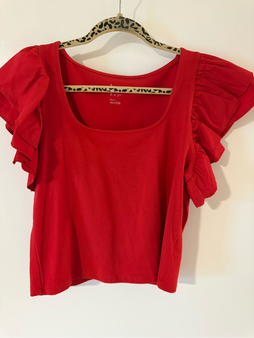 a new day Red Ruffle-Sleeve Scoop Neck Tee